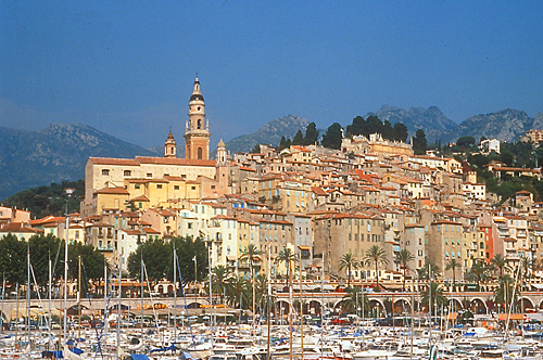 Menton old town and boats
